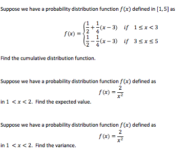 Solved Suppose we have a probability distribution function | Chegg.com