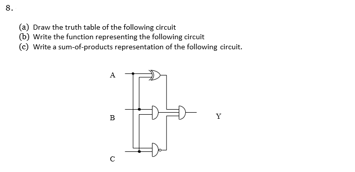 Solved 8. (a) Draw the truth table of the following circuit | Chegg.com