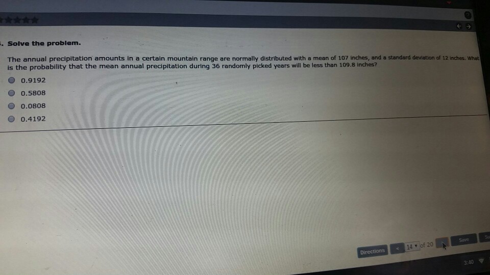 Solved The annual precipitation amounts in a certain | Chegg.com