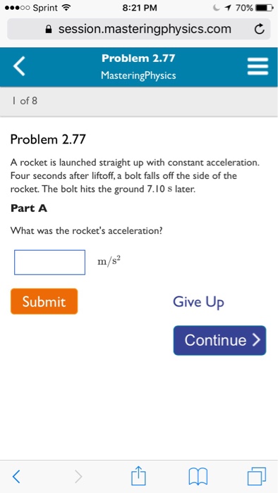 Solved A rocket is launched straight up with constant | Chegg.com