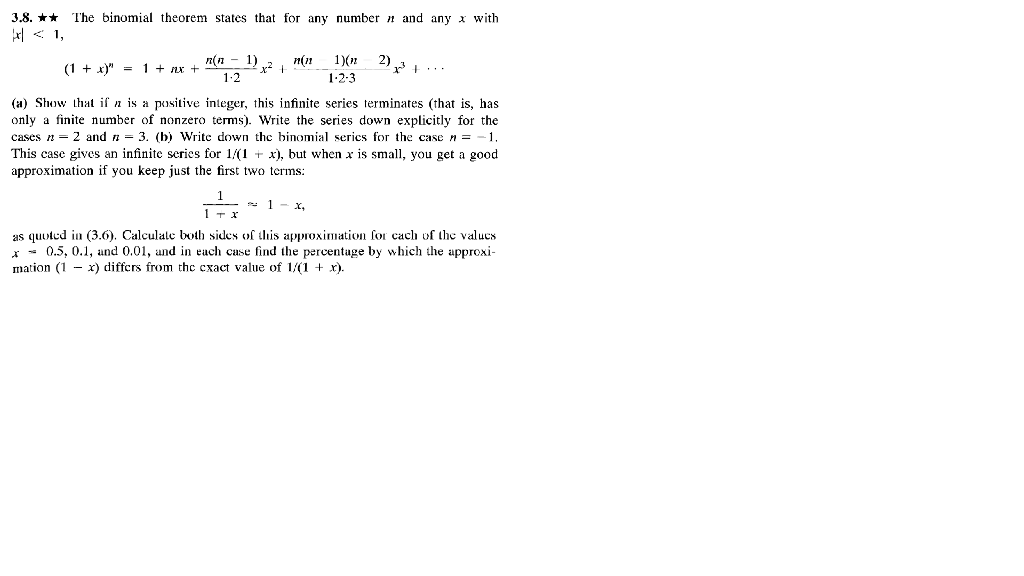 Solved The binomial theorem states that for any number n and | Chegg.com