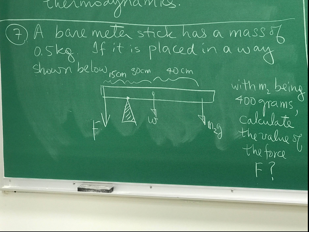 Solved A bare meter stick has a mass of 0.5kg. If it is