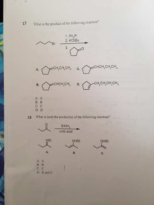 Solved What Is The Product Of The Following Reaction? A B | Chegg.com