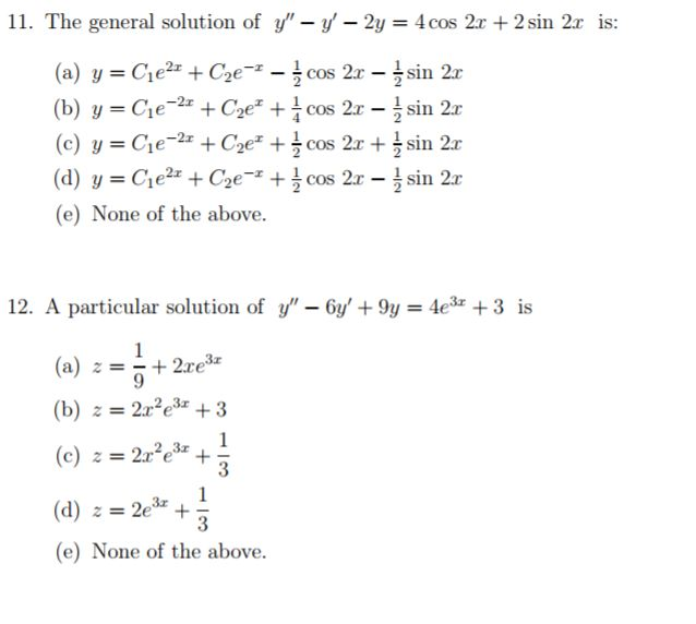 Solved 11, The general solution of y