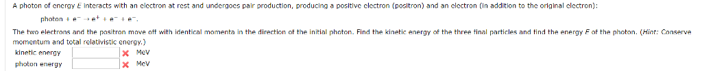 Solved A photon of energy E interacts with an electron at | Chegg.com