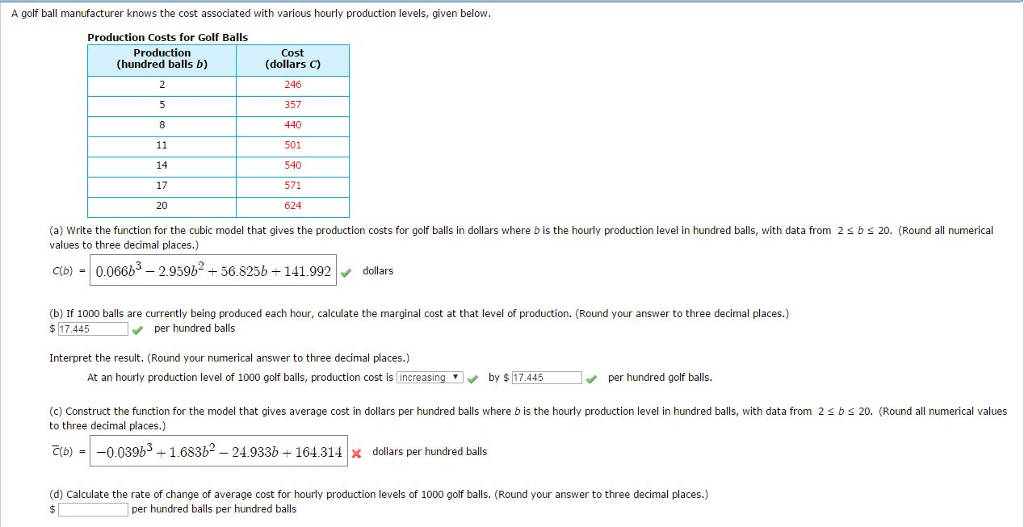 Solved A golf ball manufacturer knows the cost associated