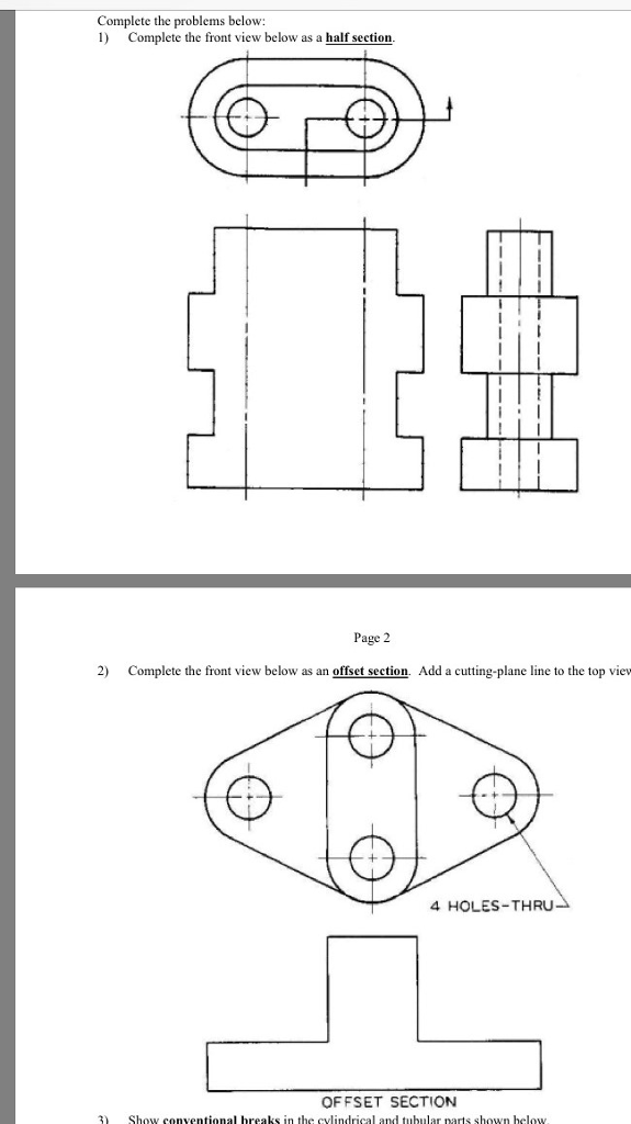 solved-complete-the-front-view-below-as-a-half-section-chegg