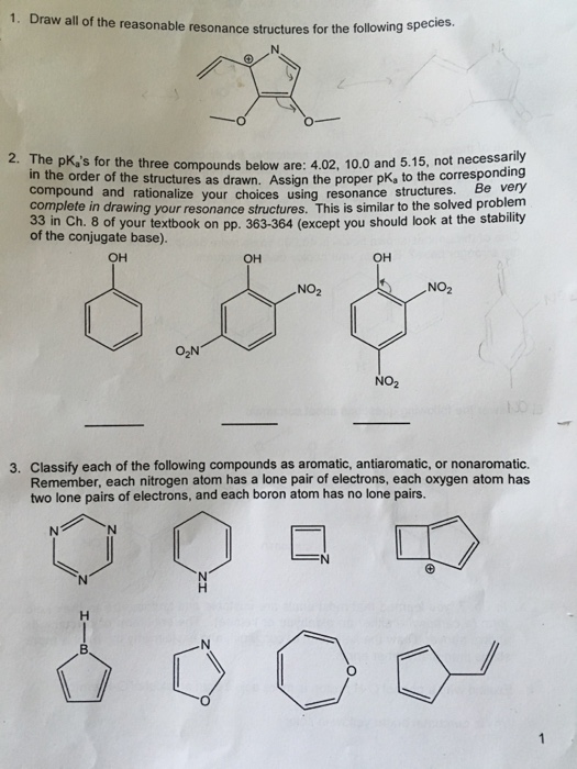 Solved Draw all of the reasonable resonance structures for