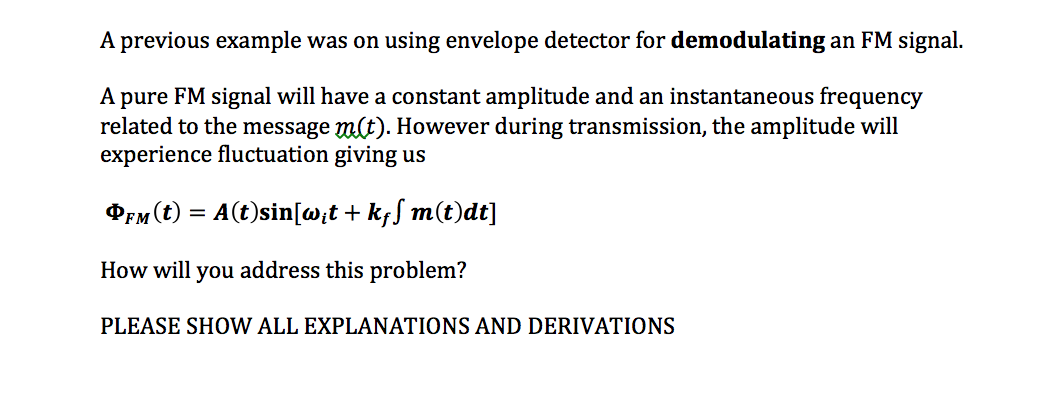 A Previous Example Was On Using Envelope Detector For | Chegg.com