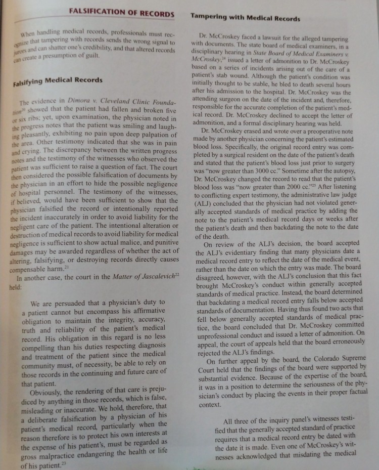 Solved FALSIFICATION OF RECORDS Tampering with Medical