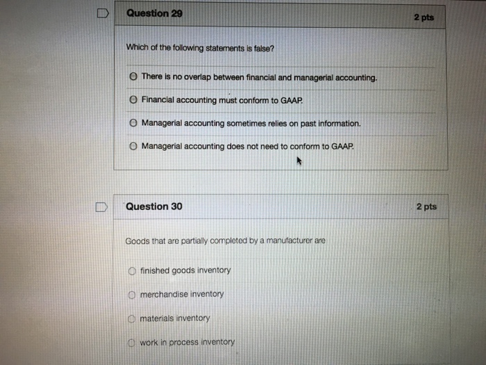 Solved D Question 25 2 pts Finished goods inventory is