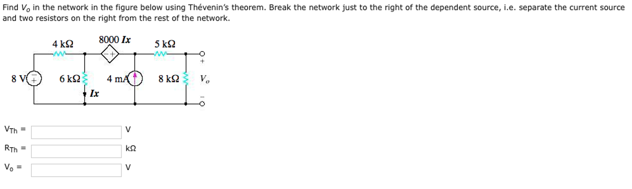 Solved Find V_0 in the network in the figure below using | Chegg.com