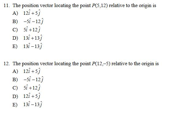 Solved 11. The position vector locating the point P(5,12) | Chegg.com