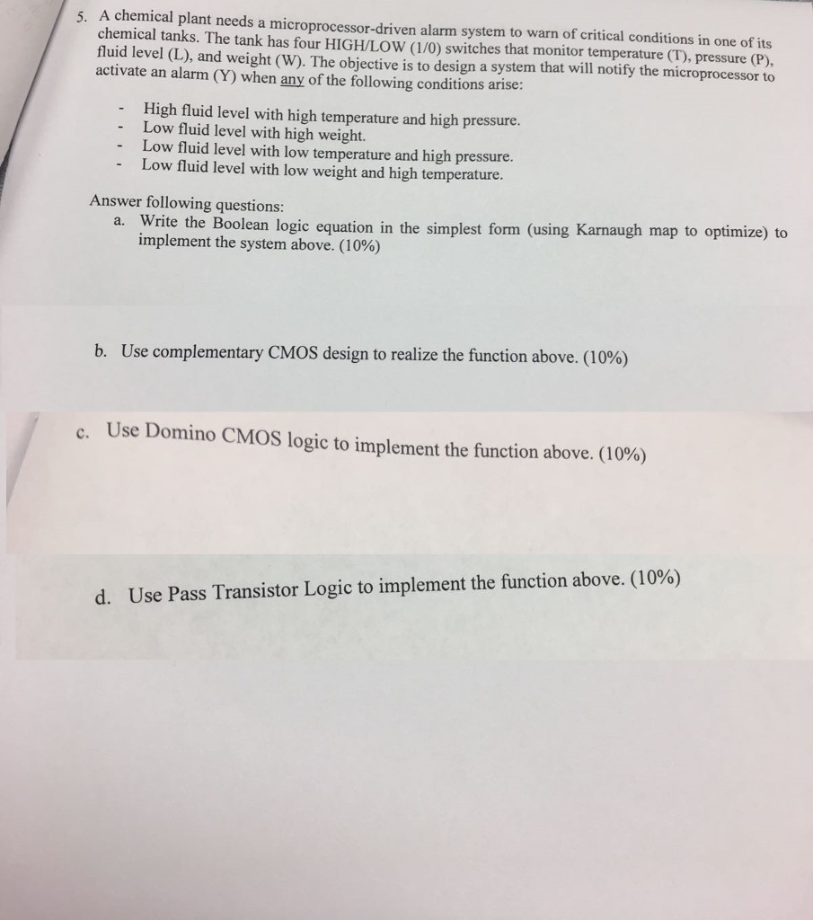 Solved A chemical plant needs a microprocessor-driven alarm | Chegg.com