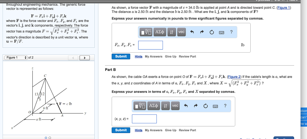 Solved As Shown, A Force Vector F With A Magnitude Of C = 