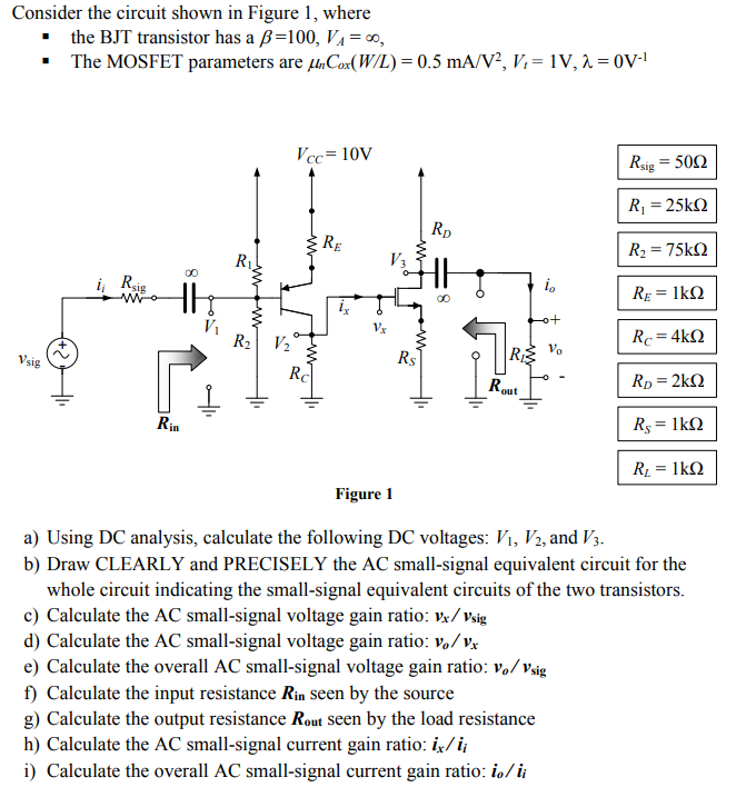 Solved Consider the circuit shown in Figure 1, where the BJT | Chegg.com