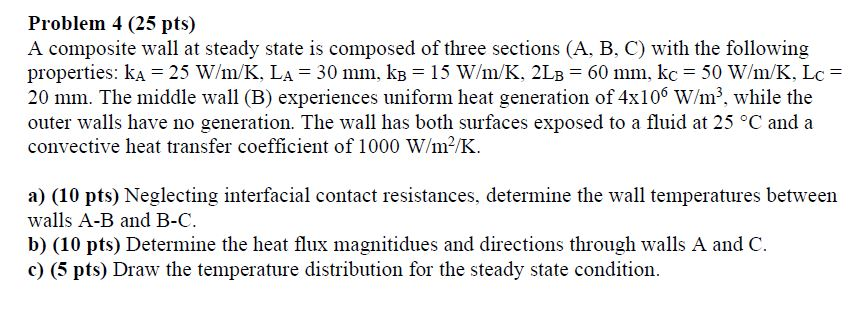 Solved Problem 4 (25 Pts) A Composite Wall At Steady State 