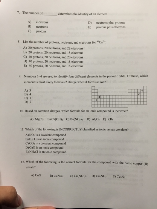 Solved The number of determines the identity of an element. | Chegg.com