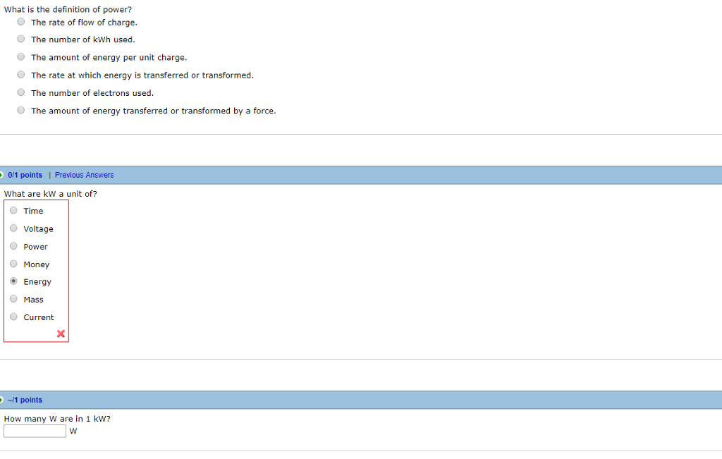 Solved What Is The Definition Of Power O The Rate Of Flow Chegg