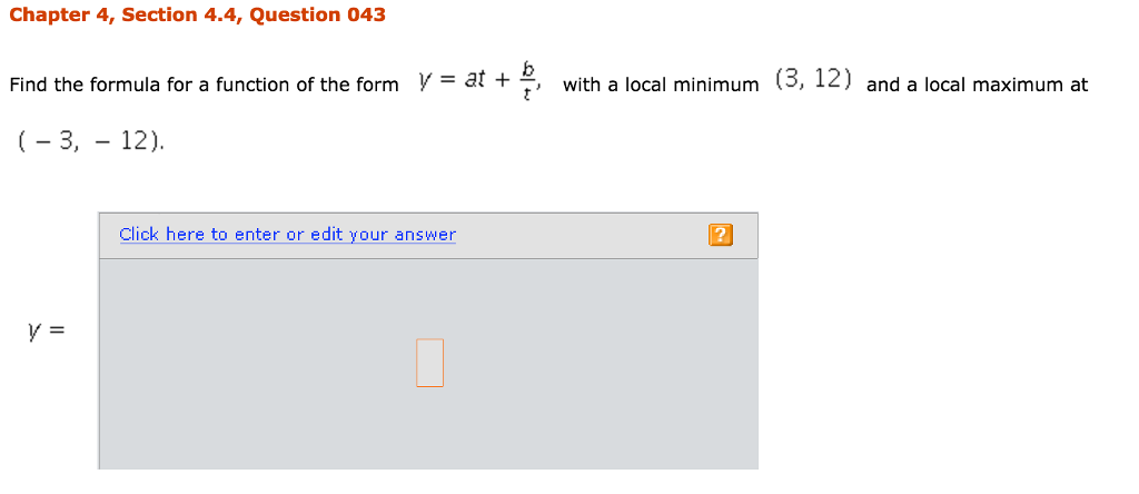 Solved Find the formula for a function of the form y = at + | Chegg.com