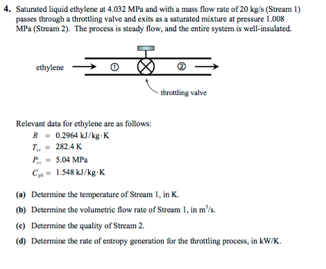 Solved Saturated liquid ethylene at 4.032 MPa and with a Chegg