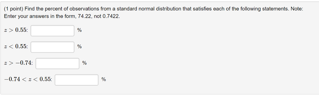 Solved (1 point) Find the percent of observations from a | Chegg.com