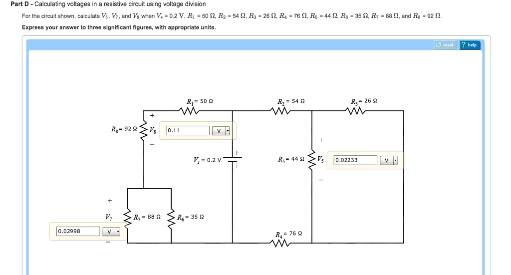 Solved rt Part A Voltage division: part 1 A For the circuit | Chegg.com