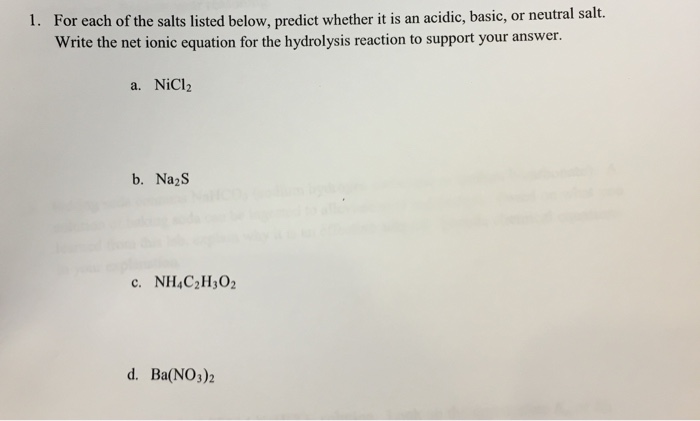 Hydrolysis Of Salts Worksheet Answers - Worksheet Works