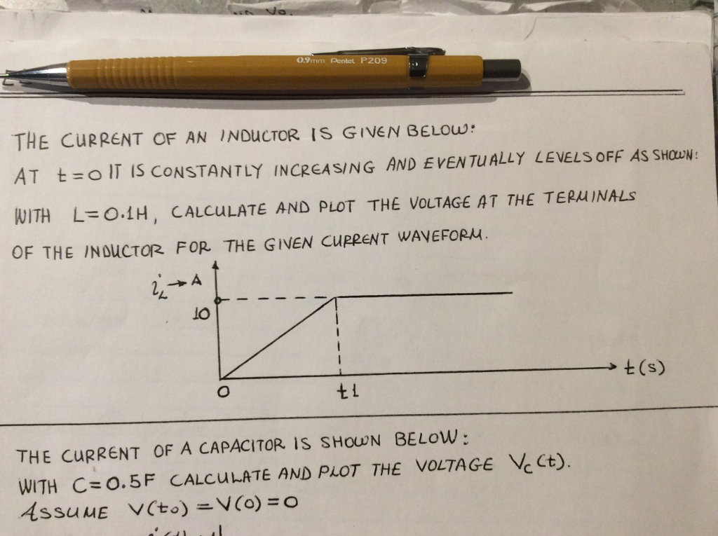 Solved THE CURRENT OF AN INDUCTOR IS GIVEN BELOW: AT t = | Chegg.com