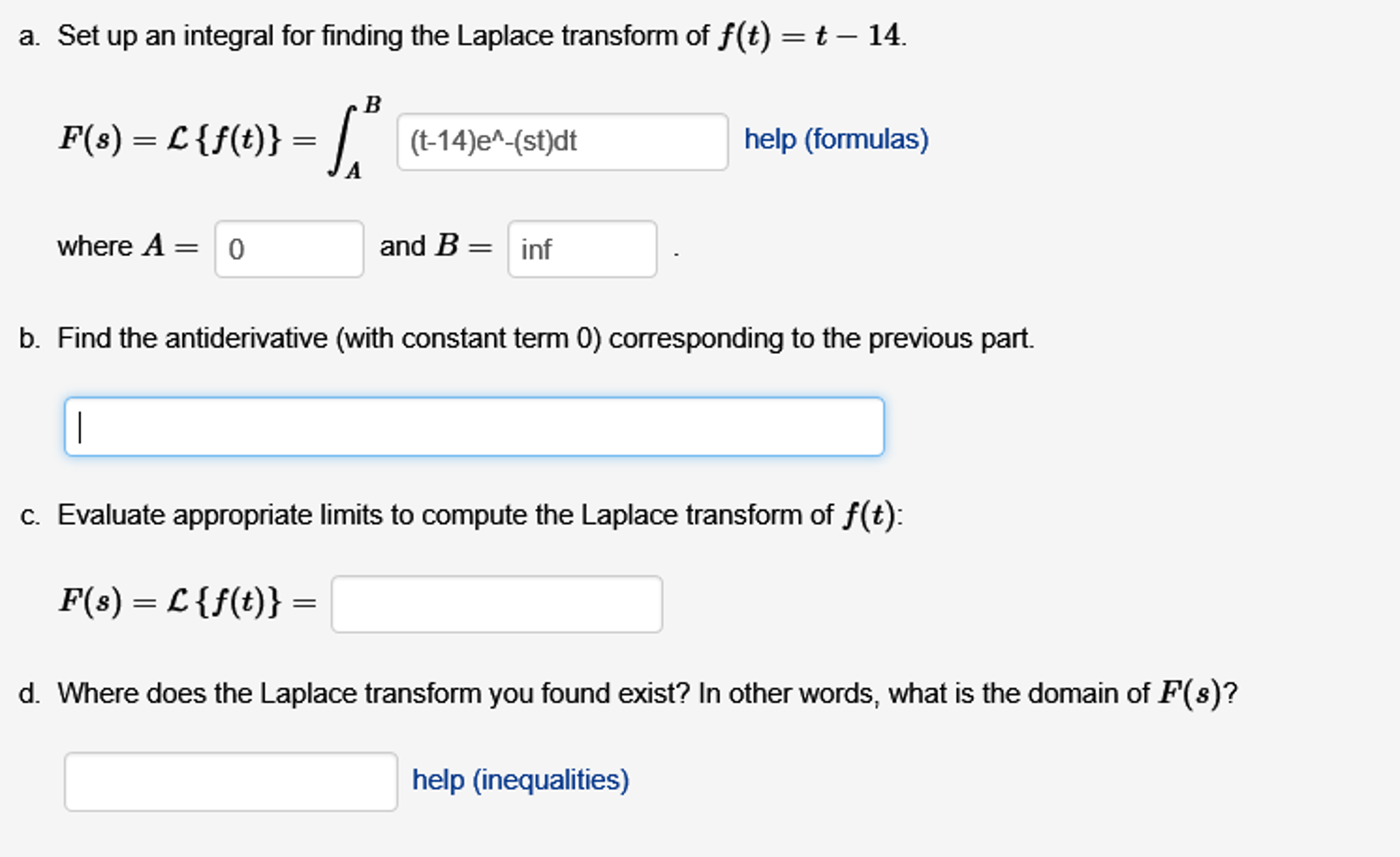 Solved Set up an integral for finding the Laplace transform | Chegg.com