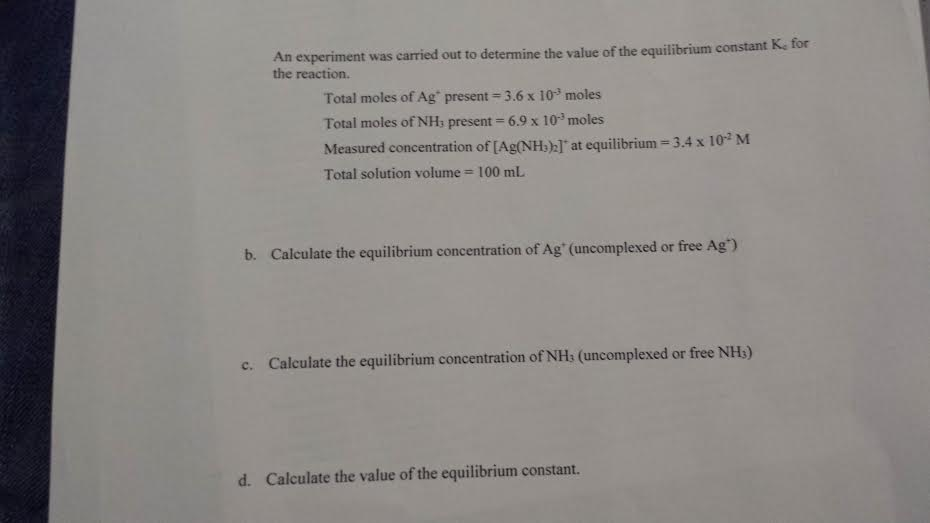 Solved An experiment was carried out to determine the value | Chegg.com