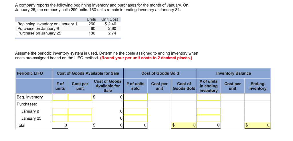 Solved A company reports the following beginning inventory | Chegg.com