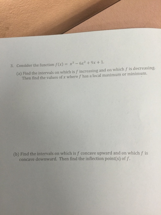 Solved 3. Consider the function f (x) x3 6x2 9x 1. (a) Find | Chegg.com