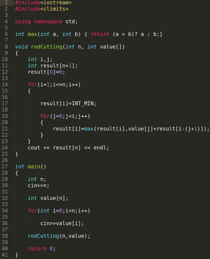 Solved This code prints out the Max Profit when cutting a | Chegg.com