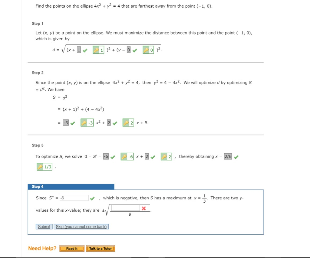 Solved Find the points on the ellipse 4x2 + y2 4 that are | Chegg.com