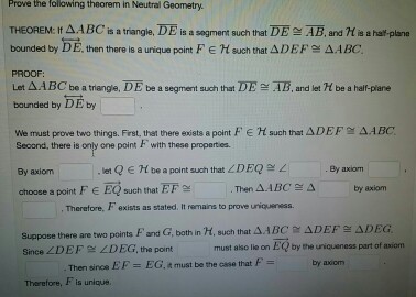 Solved Prove the following theorem in Neutral Geometry. | Chegg.com