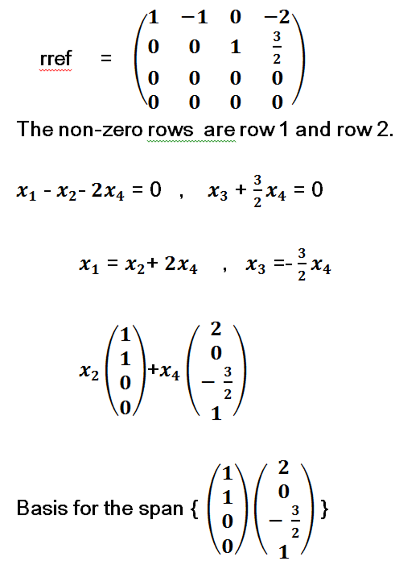 Solved Linear Algebra Problem Asks For The Basis For The Chegg