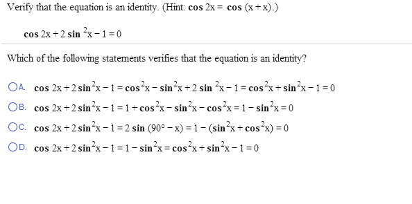 Решите уравнение cos2x sin 2x 0 75