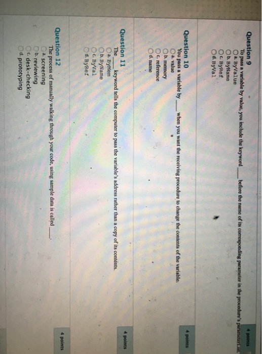 Solved To pass a variable by value, you include the keyword | Chegg.com