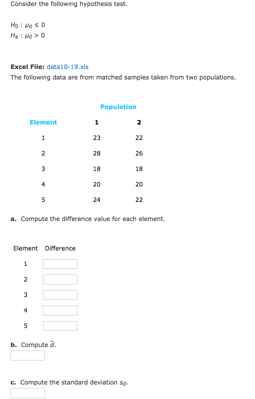 hypothesis test xls