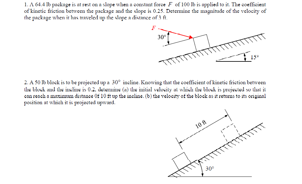 Solved A 64.4 lb package is at rest on a slope when a | Chegg.com