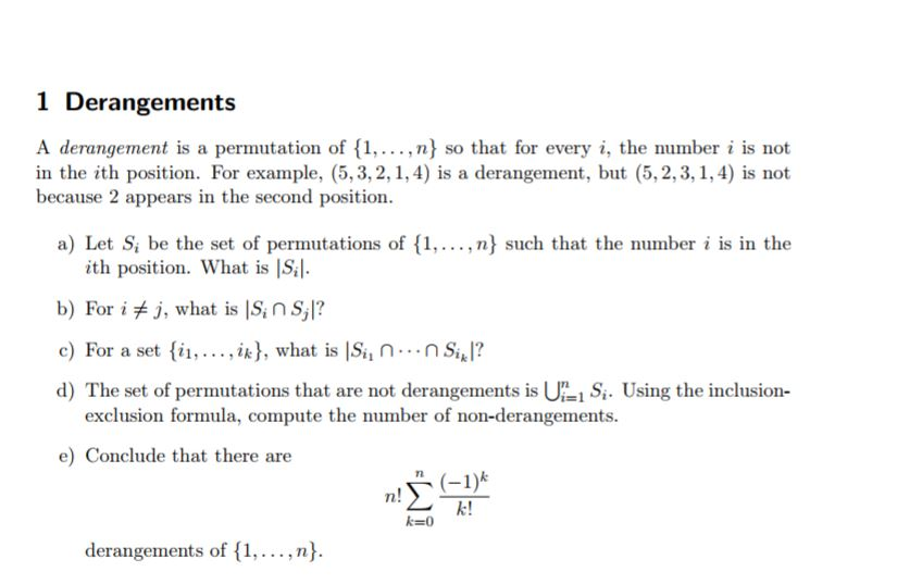 1 Derangements A Derangement Is A Permutation Of 1 3007