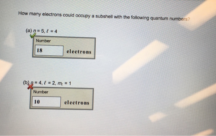 How many electrons could occupy a subshell with the | Chegg.com