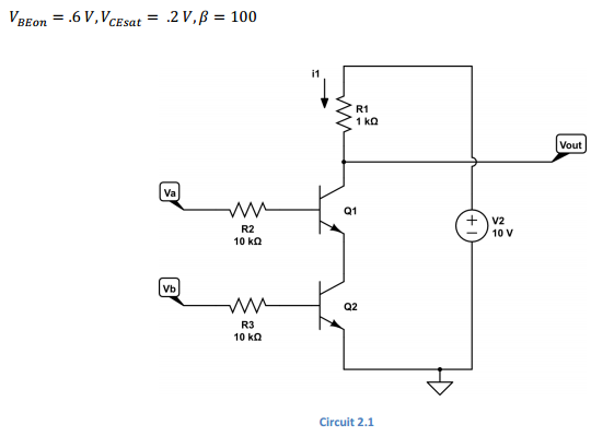 Solved Consider Circuit 2.1 below. Assume Q1 and Q2 are the | Chegg.com