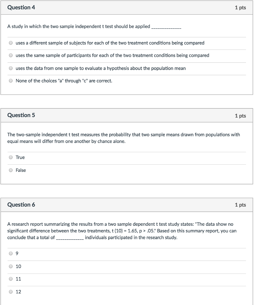 Solved a study in which the two sample independent t test chegg