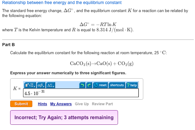 Solved The Standard Free Energy Change, Delta G Degree, And | Chegg.com