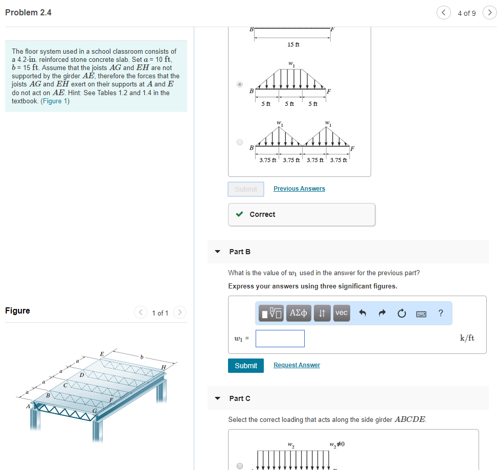 Solved Problem 2.4 4 of 9 15 ft The floor system used in a | Chegg.com