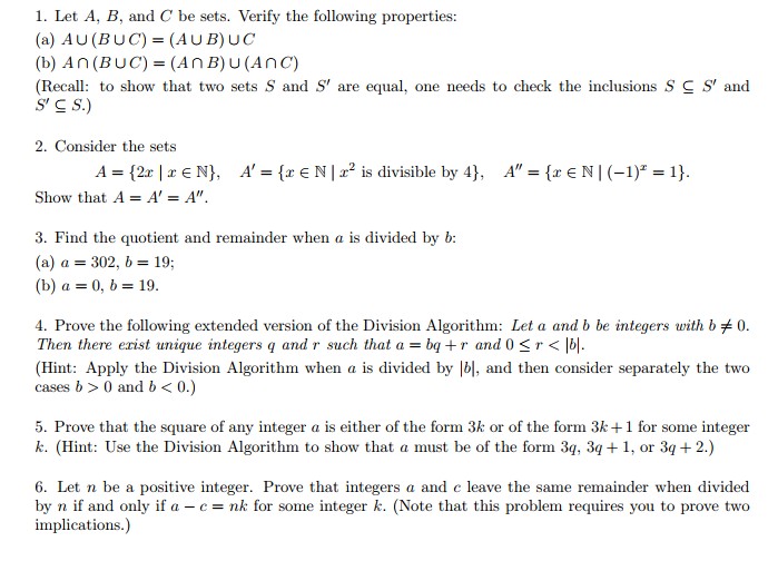 Solved Let A, B, And C Be Sets. Verify The Following 