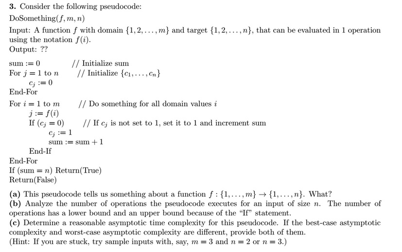 Solved 3. Consider the following pseudocode: DoSomething(f, | Chegg.com