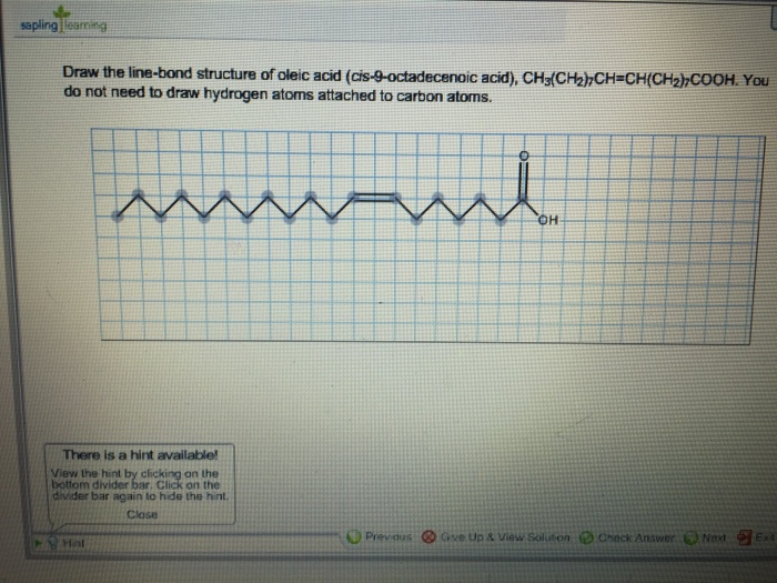 Solved Draw the line bond structure of oleic acid